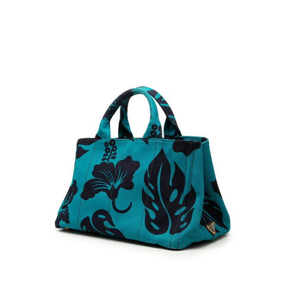 Prada Hibiscus Hawaiian Canapa 2-Way Shoulder Bag Blue Navy Canvas — view 2