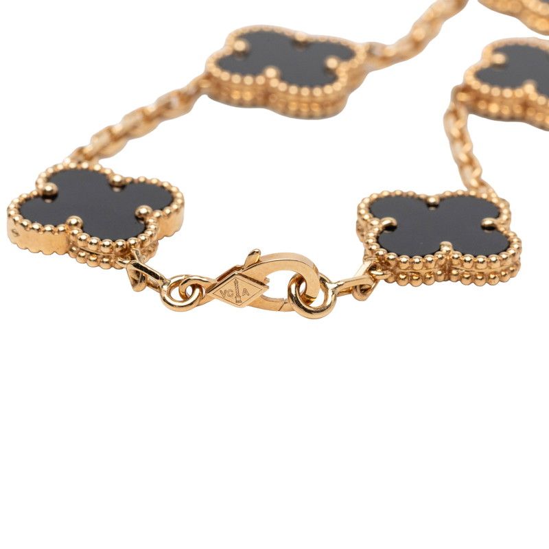 Van Cleef & Arpels Vintage Alhambra Onyx Chain Bracelet Black Gold 18K Yellow — view 5