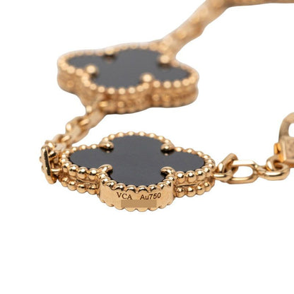Van Cleef & Arpels Vintage Alhambra Onyx Chain Bracelet Black Gold 18K Yellow — view 7