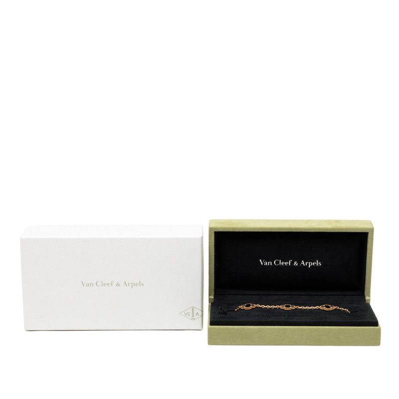 Van Cleef & Arpels Vintage Alhambra Onyx Chain Bracelet Black Gold 18K Yellow — view 8