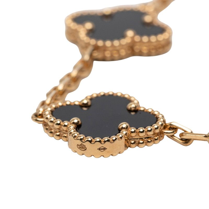 Van Cleef & Arpels Vintage Alhambra Onyx Chain Bracelet Black Gold 18K Yellow — view 6