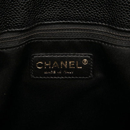 Chanel Quilted CC Logo Tote Bag Black Caviar Leather — view 5