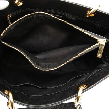 Chanel Quilted CC Logo Tote Bag Black Caviar Leather — view 4