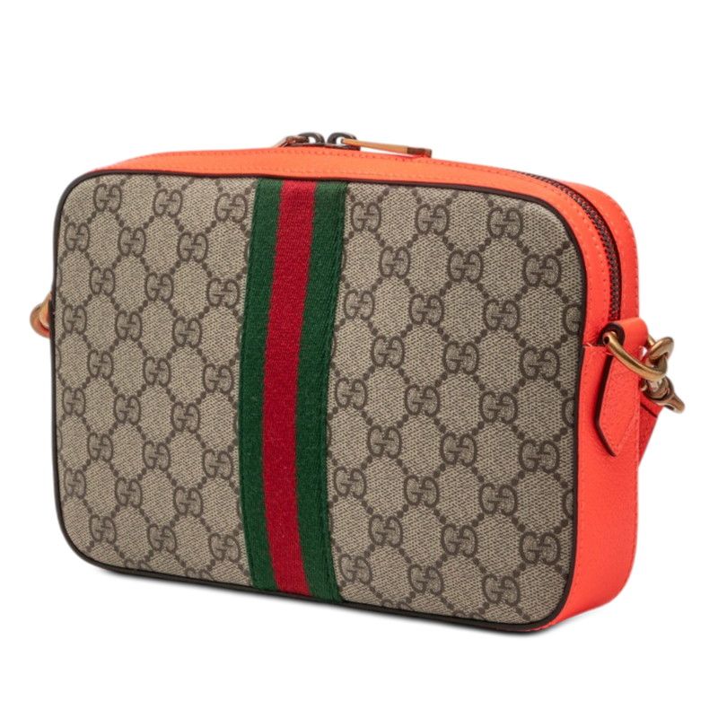 Gucci Ophidia GG Supreme Shoulder Bag Cross Orange Beige Leather — view 2