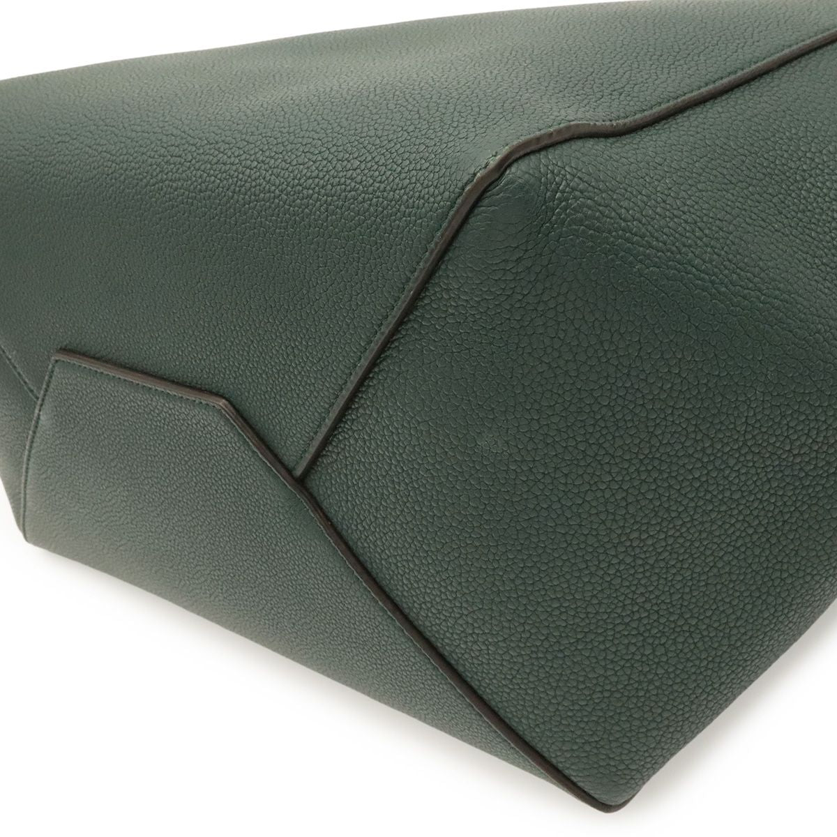 Celine Cabas Phantom Small Belt Tote Shoulder Bag Leather Dark Green Gold — view 3