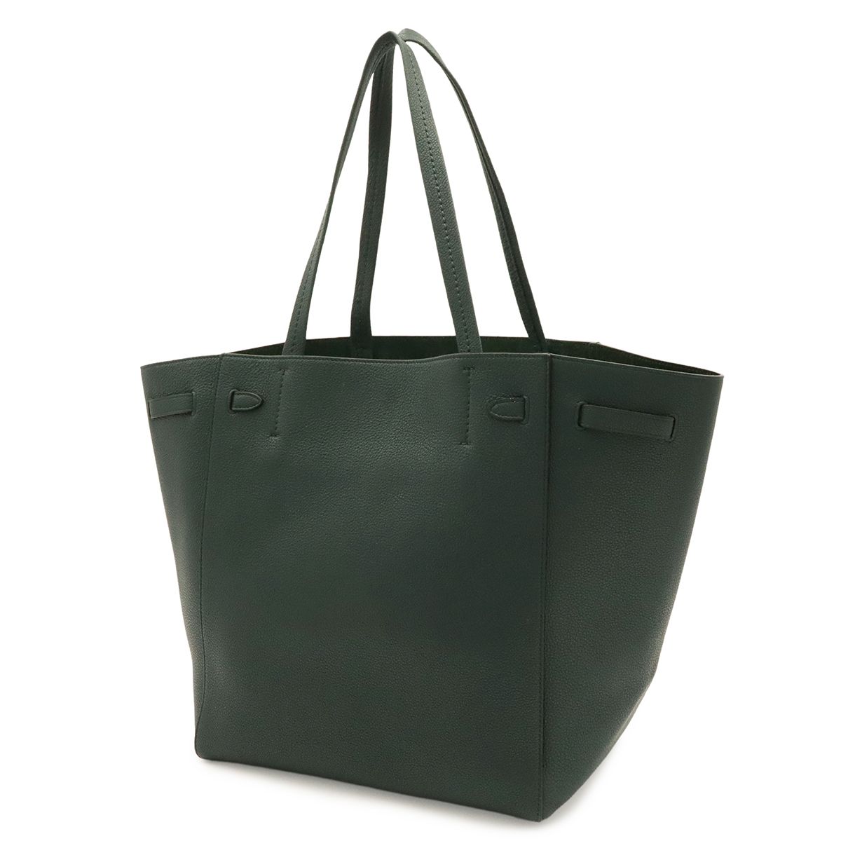 Celine Cabas Phantom Small Belt Tote Shoulder Bag Leather Dark Green Gold — view 2