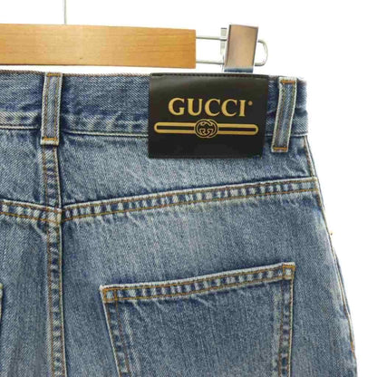 Gucci Denim Pants Jeans Tapered Logo Button 22 Blue — view 6