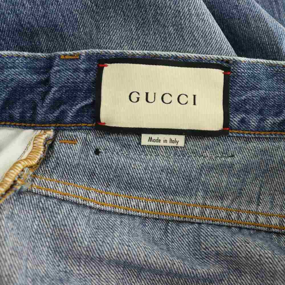 Gucci Denim Pants Jeans Tapered Logo Button 22 Blue — view 7