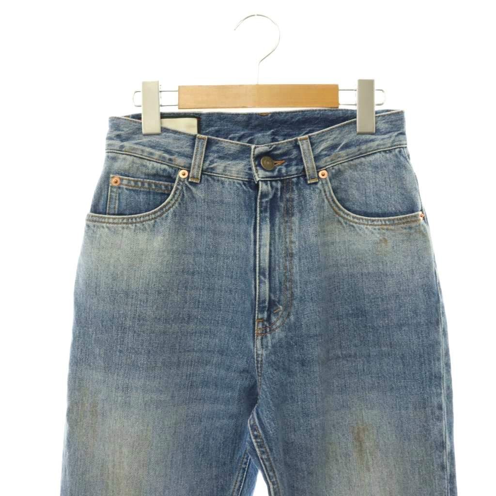 Gucci Denim Pants Jeans Tapered Logo Button 22 Blue — view 3
