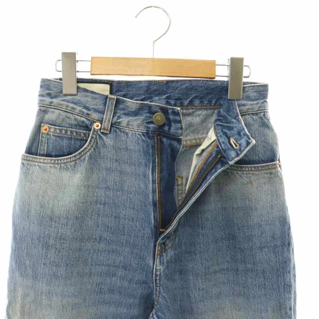 Gucci Denim Pants Jeans Tapered Logo Button 22 Blue — view 4