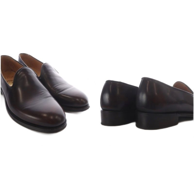 Celine Joseph Cheaney Slip on Shoes British Made Custom Loafers Leather Dark 4 — view 8