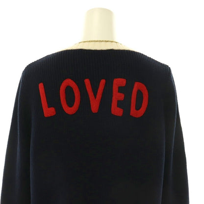 Gucci Embroidery GG Pearl Button Neck Cardigan Knit XS Navy Multicolor — view 6