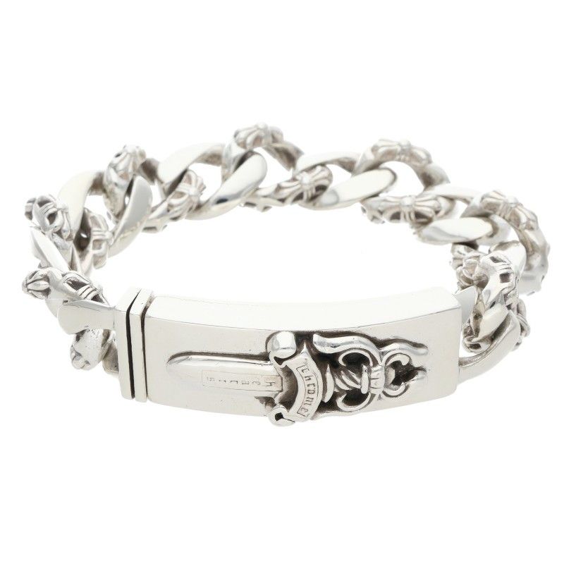 Chrome Hearts ID Dagger ID Fancy Link Silver Bracelet