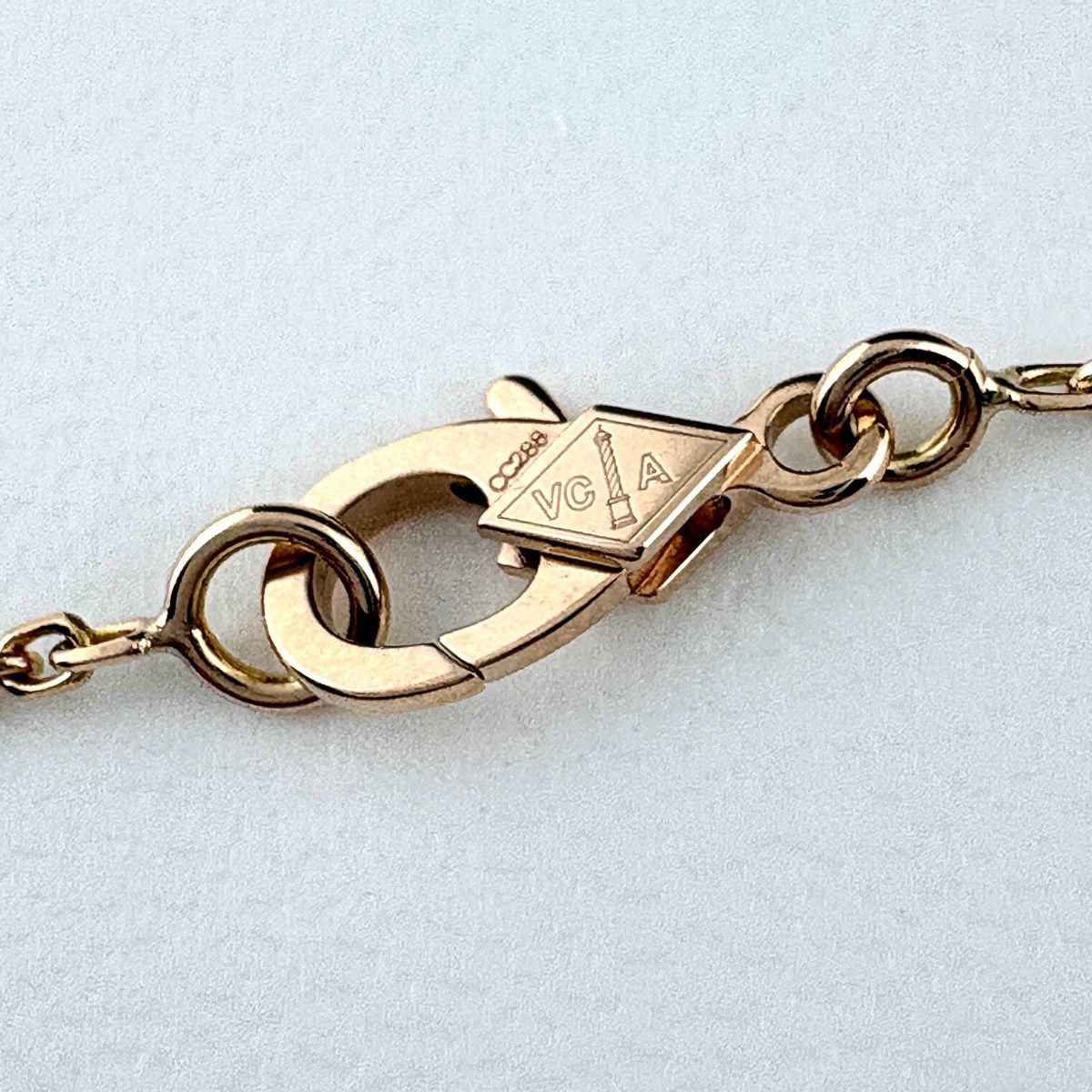 Van Cleef & Arpels Vintage Alhambra Necklace Pink Gold Pendant Pave Diamond — view 5