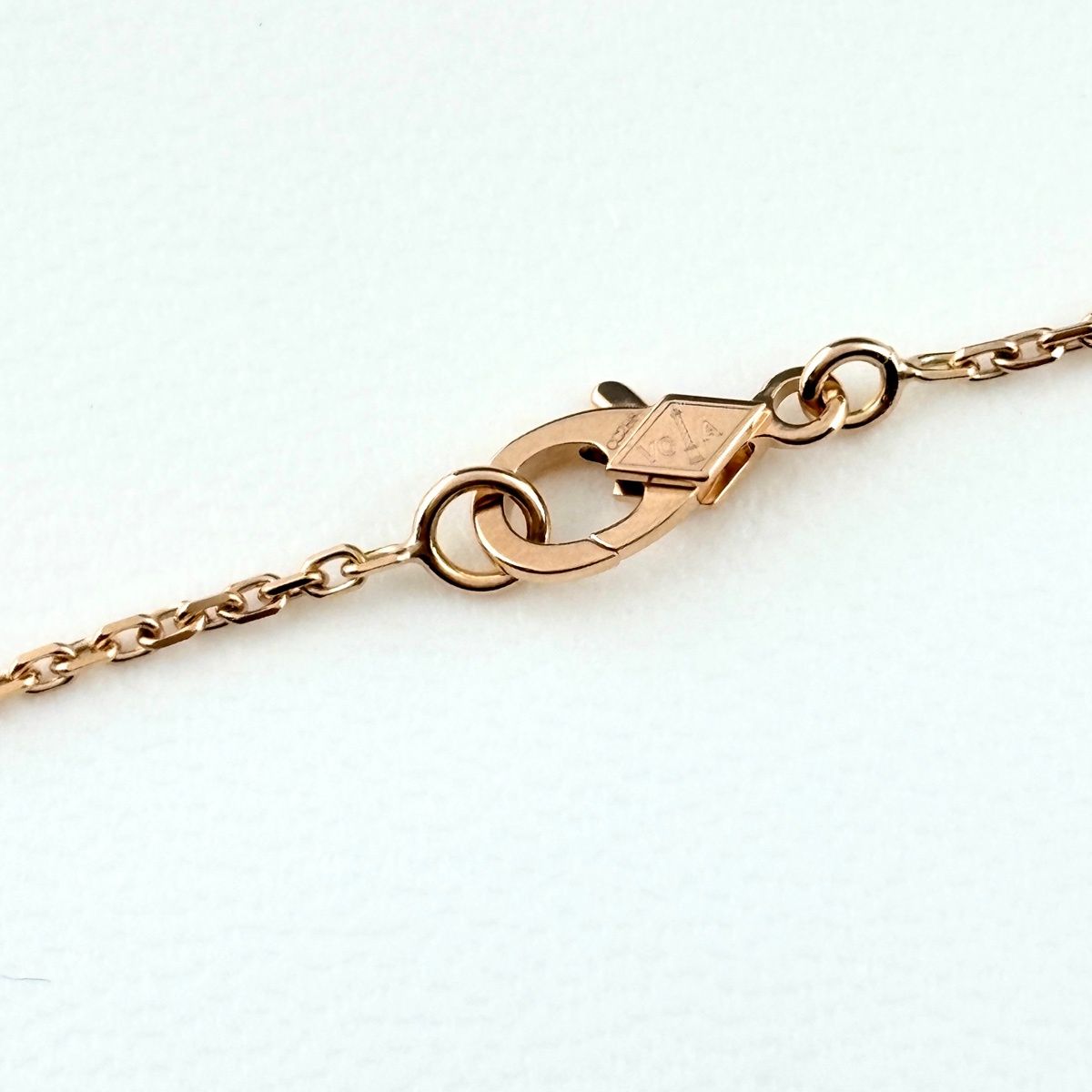 Van Cleef & Arpels Vintage Alhambra Necklace Pink Gold Pendant Pave Diamond — view 4