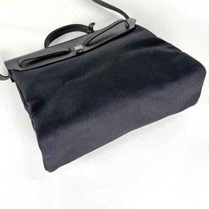 Hermes Herbag MM Handbag 2-Way Toile Officier Black — view 2