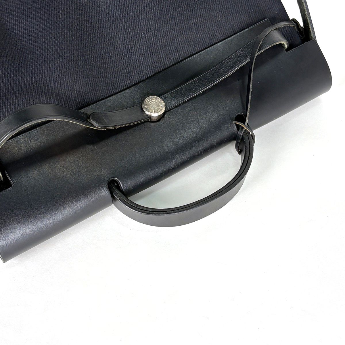 Hermes Herbag MM Handbag 2-Way Toile Officier Black — view 7