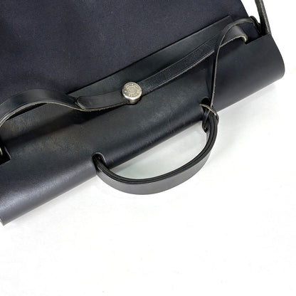 Hermes Herbag MM Handbag 2-Way Toile Officier Black — view 7