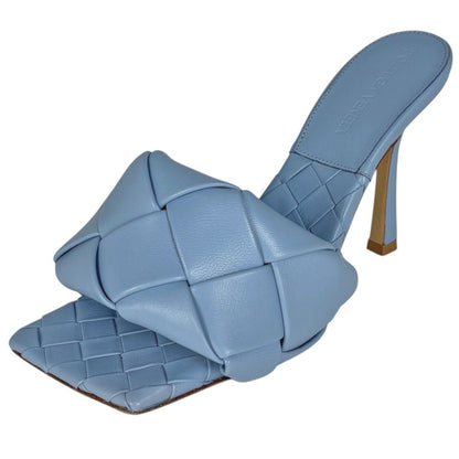 Bottega Veneta Shoes Lido Intrecciato Sandals Leather Blue