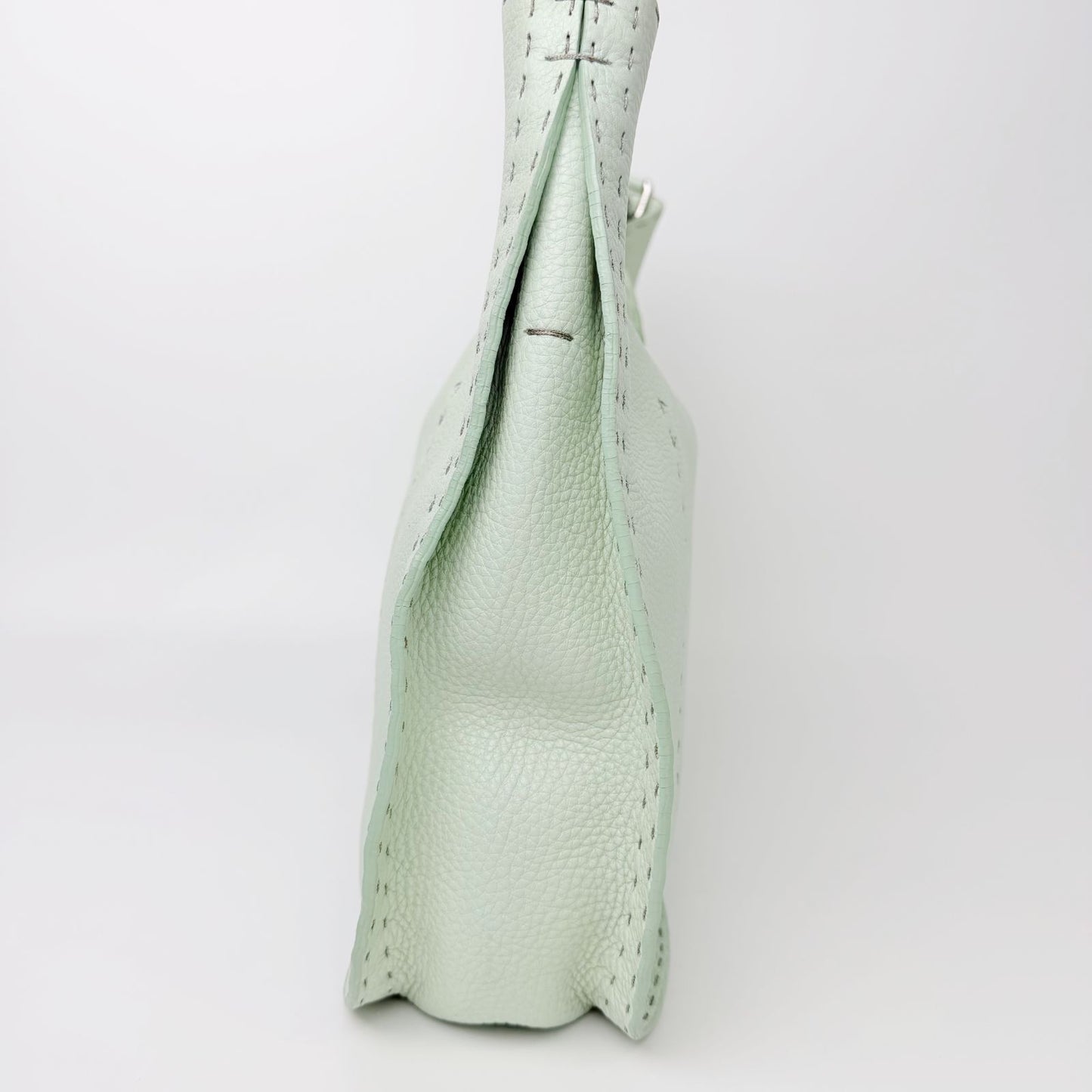 Fendi Selleria Stitch Shoulder Bag Leather Mint Green Silver Vintage — view 6