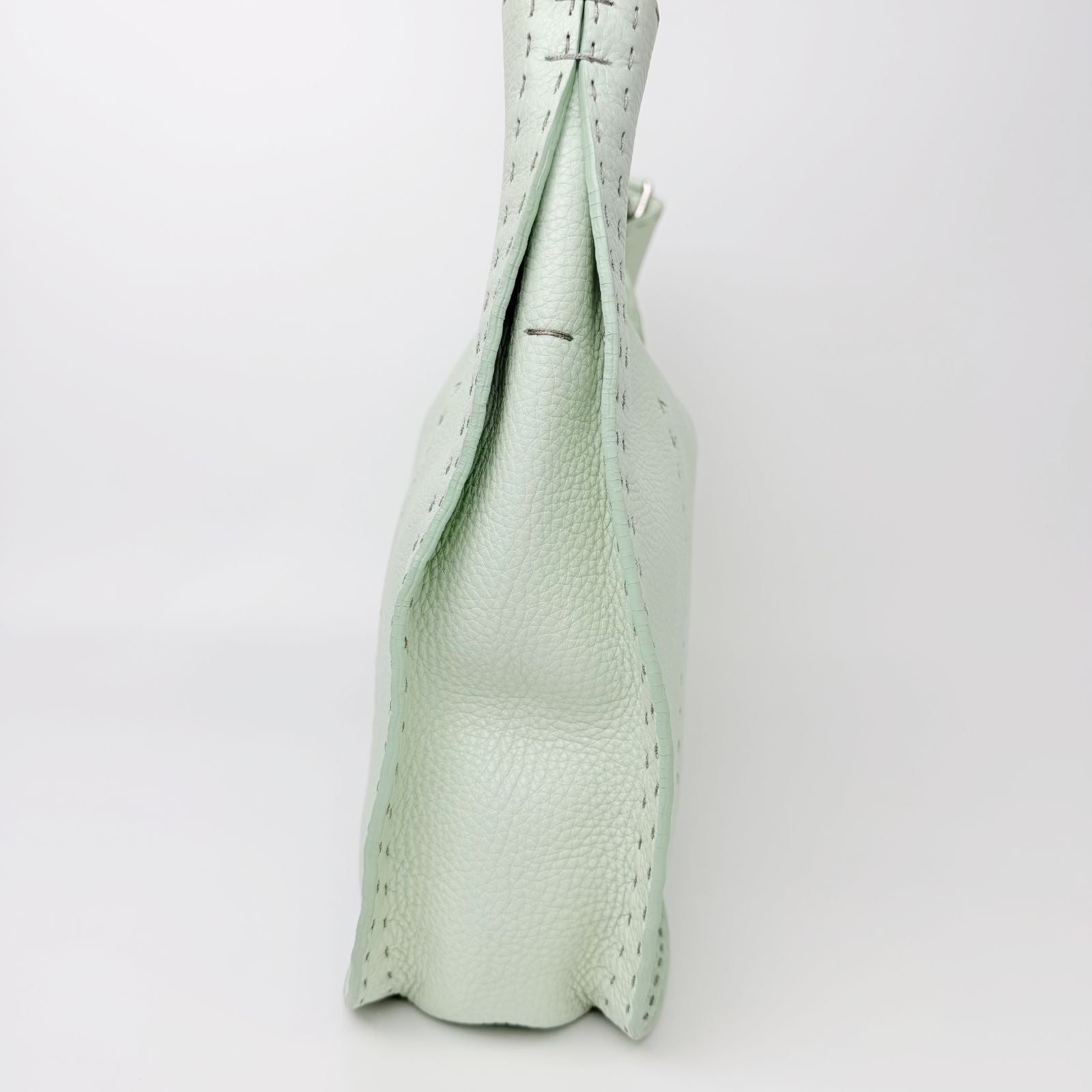 Fendi Selleria Stitch Shoulder Bag Leather Mint Green Silver Vintage — view 6