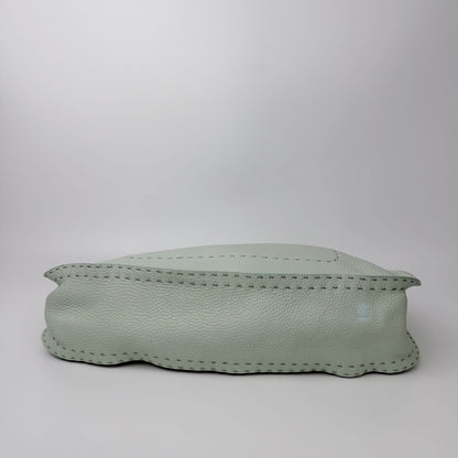 Fendi Selleria Stitch Shoulder Bag Leather Mint Green Silver Vintage — view 8