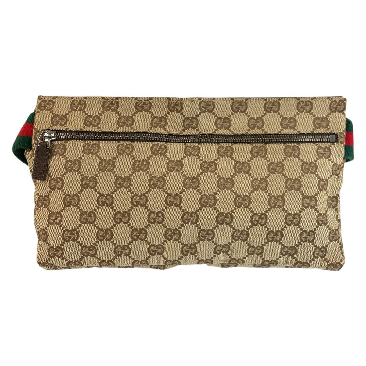 Gucci Sherry Line Beige Brown GG Canvas Leather Belt Bag Waist Pouch — view 2