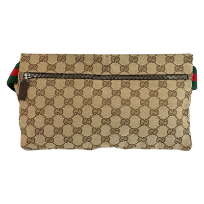 Gucci Sherry Line Beige Brown GG Canvas Leather Belt Bag Waist Pouch — view 2
