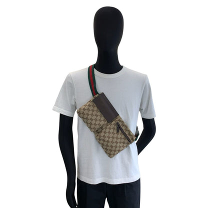 Gucci Sherry Line Beige Brown GG Canvas Leather Belt Bag Waist Pouch — view 6