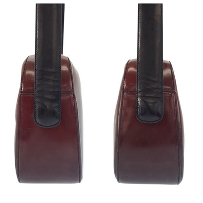 Prada Wine Red Black Patent Leather Shoulder Bag — view 8