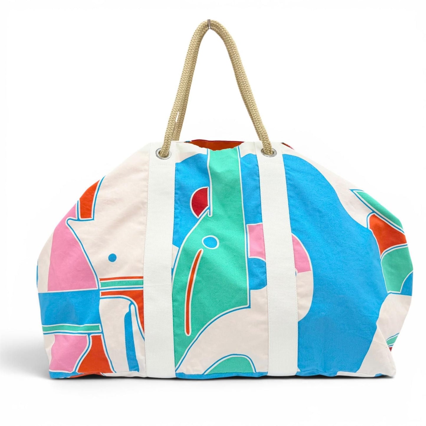 Hermes Cabas Drapeaux Au Vent Cotton Canvas Large Tote Bag — view 2