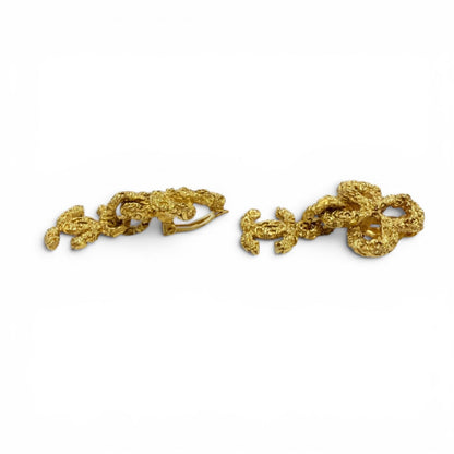 Chanel Vintage Metal Lava Flower CC Logo Swing Earrings Gold — view 3