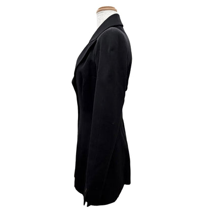 Chanel Vintage Wool CC Logo Tuck Button Peak Lapel Jacket Black 34 — view 3