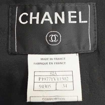 Chanel Vintage Wool CC Logo Tuck Button Peak Lapel Jacket Black 34 — view 8