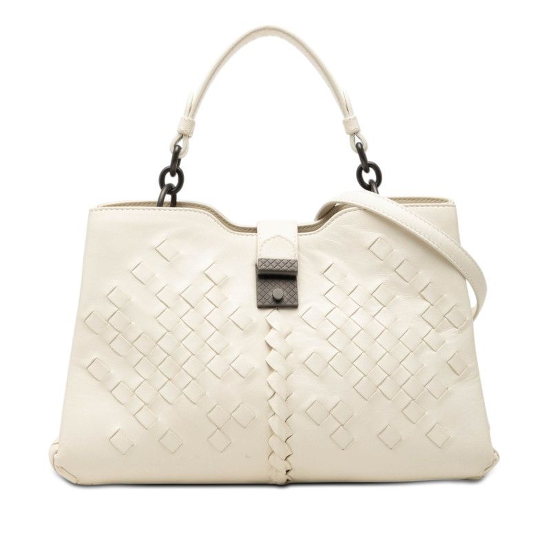 Bottega Veneta Intrecciato Napoli 2-Way Shoulder Bag Off White Leather