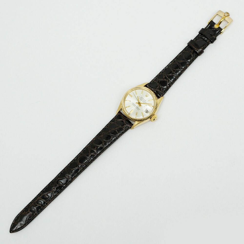 Rolex Datejust Silver Dial 18K Yellow Gold No 74 Vintage Watch Automatic — view 2