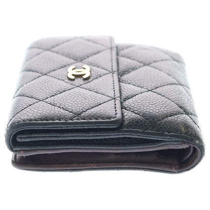 Chanel Quilted CC Logo Bifold Wallet Caviar Leather Black — view 3