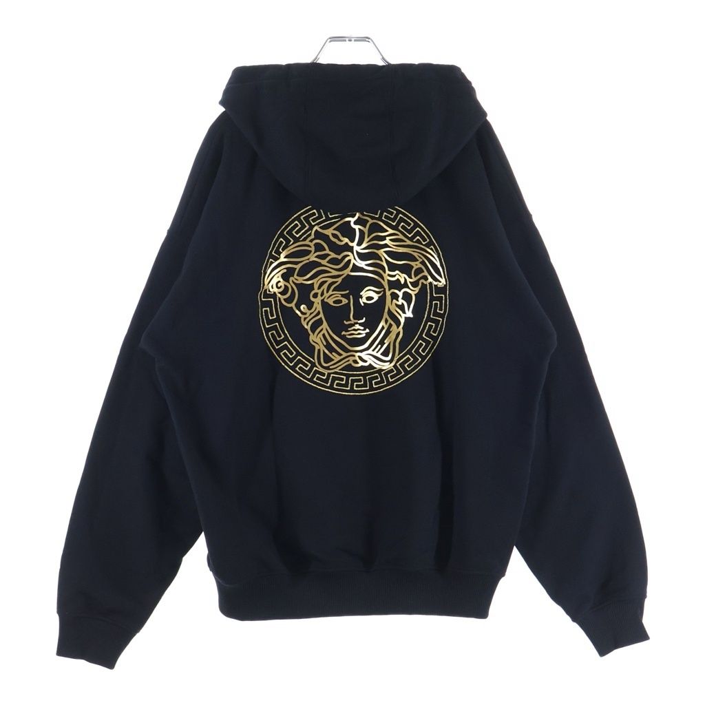 Fendi Front Fendace Logo Print Pullover Sweatshirt Hoodie Black Gold — view 2