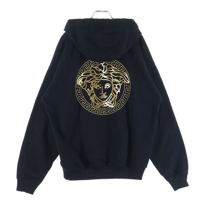 Fendi Front Fendace Logo Print Pullover Sweatshirt Hoodie Black Gold — view 2