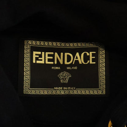 Fendi Front Fendace Logo Print Pullover Sweatshirt Hoodie Black Gold — view 7