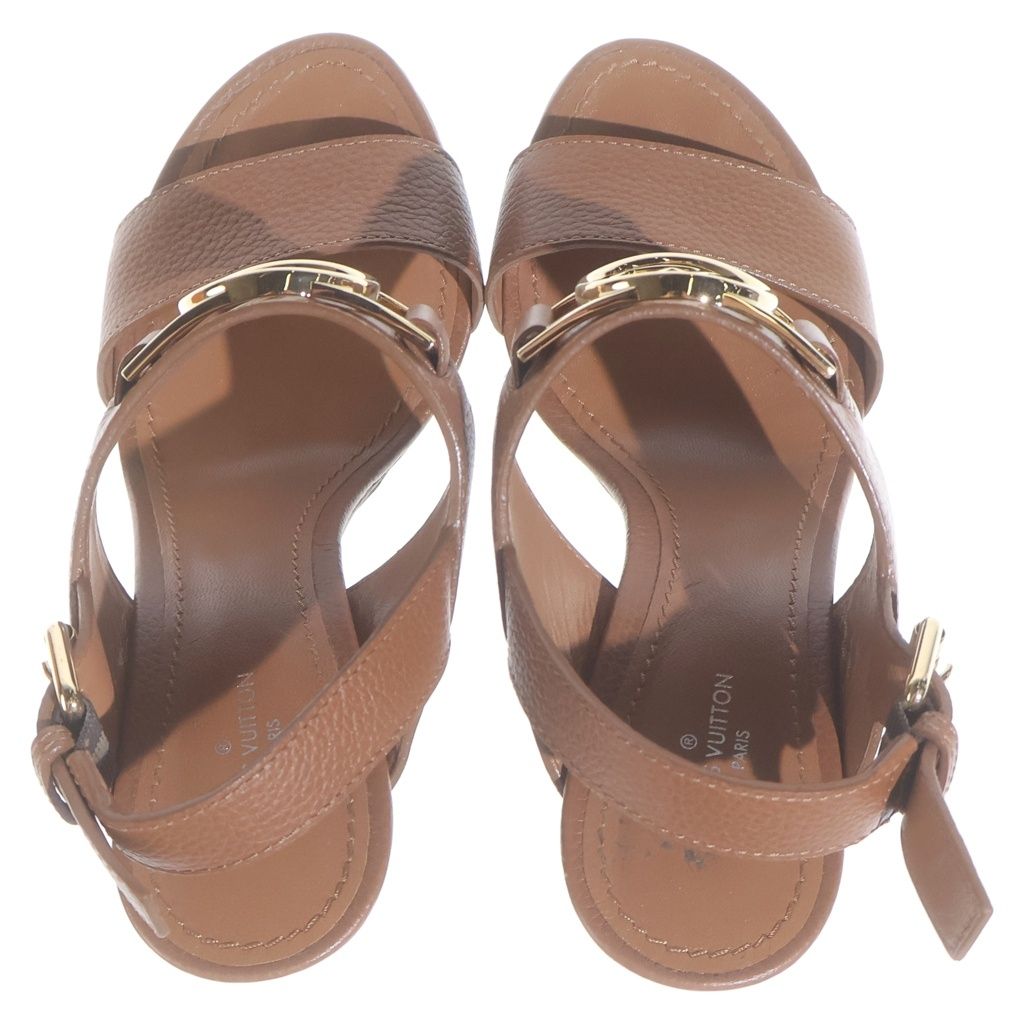 Louis Vuitton Lockit Line High Sandals Shoes Brown — view 4
