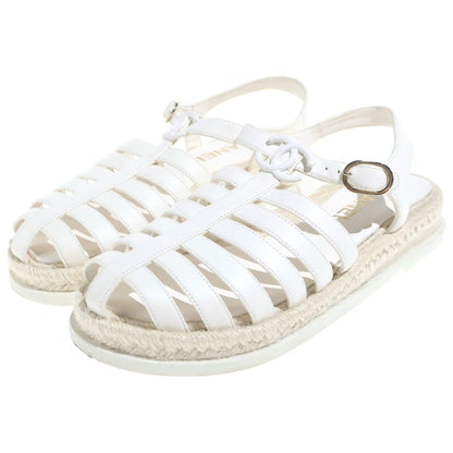 Chanel CC Logo Lace Up Sandals Leather White — view 2