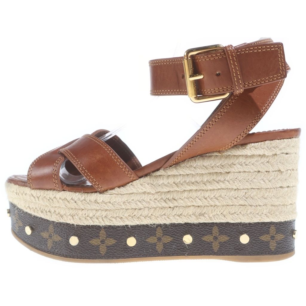 Louis Vuitton Boundary Line Platform Sandals Brown