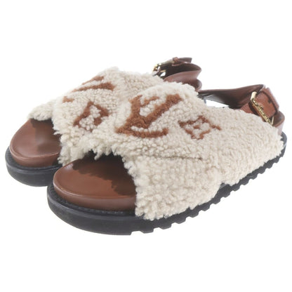 Louis Vuitton Paseo Line Monogram Fleece Shearling Leather Flat Sandals Shoes — view 2