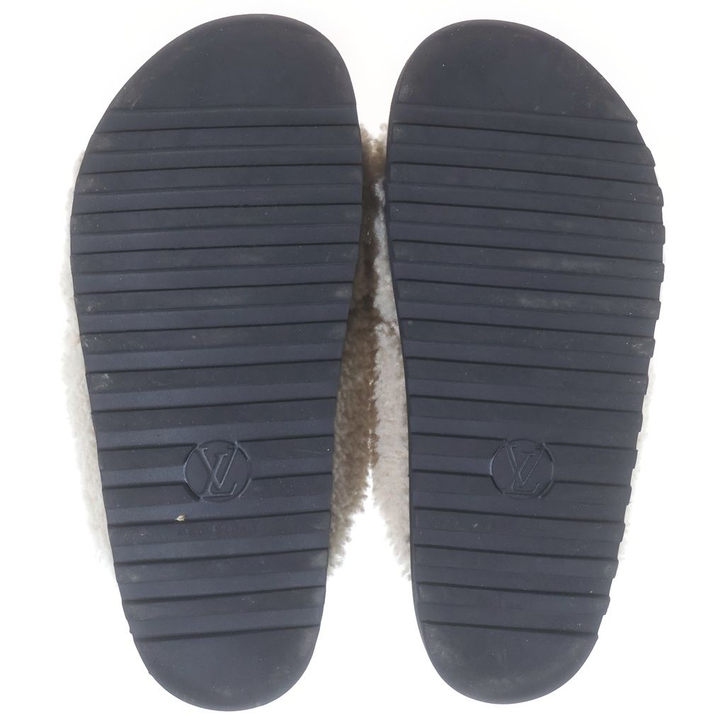 Louis Vuitton Paseo Line Monogram Fleece Shearling Leather Flat Sandals Shoes — view 5