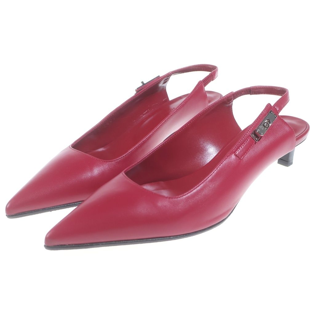 Hermes Lovely Flat Shoes Heels Pumps Kelly Pointed Toe Rose — view 2