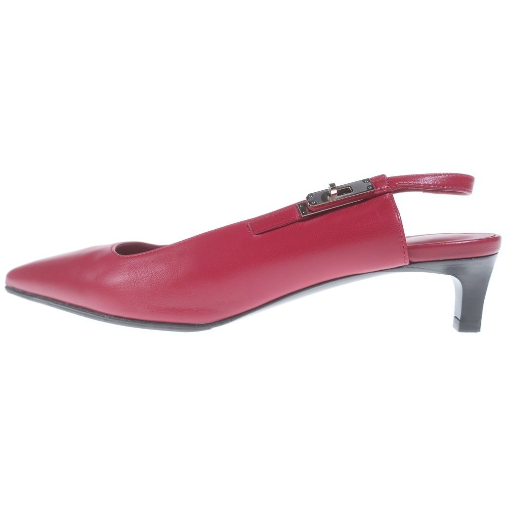 Hermes Lovely Flat Shoes Heels Pumps Kelly Pointed Toe Rose