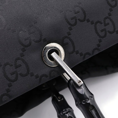 Gucci Tote Bag Back Bamboo GG Canvas Silver Nylon Black — view 7