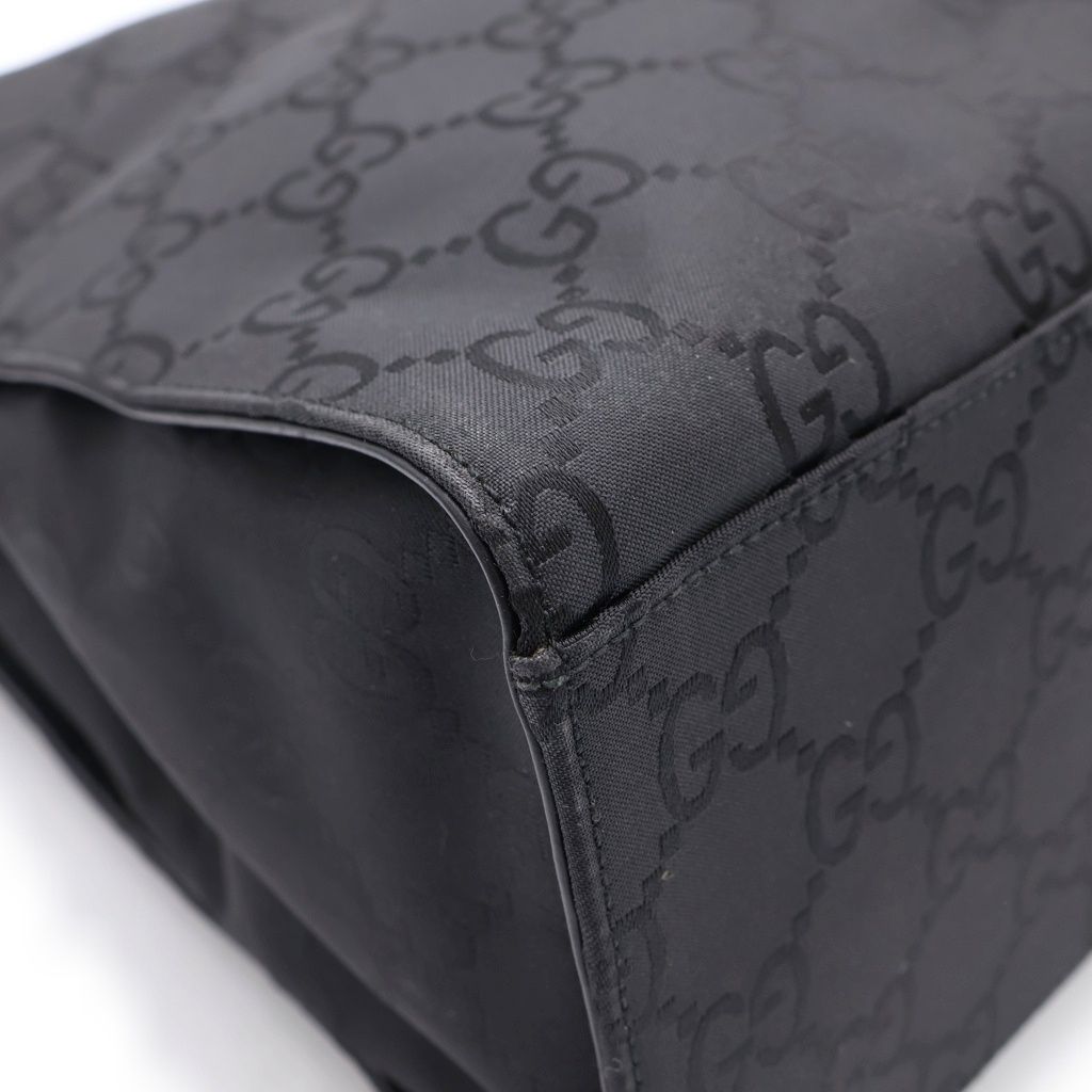 Gucci Tote Bag Back Bamboo GG Canvas Silver Nylon Black — view 6