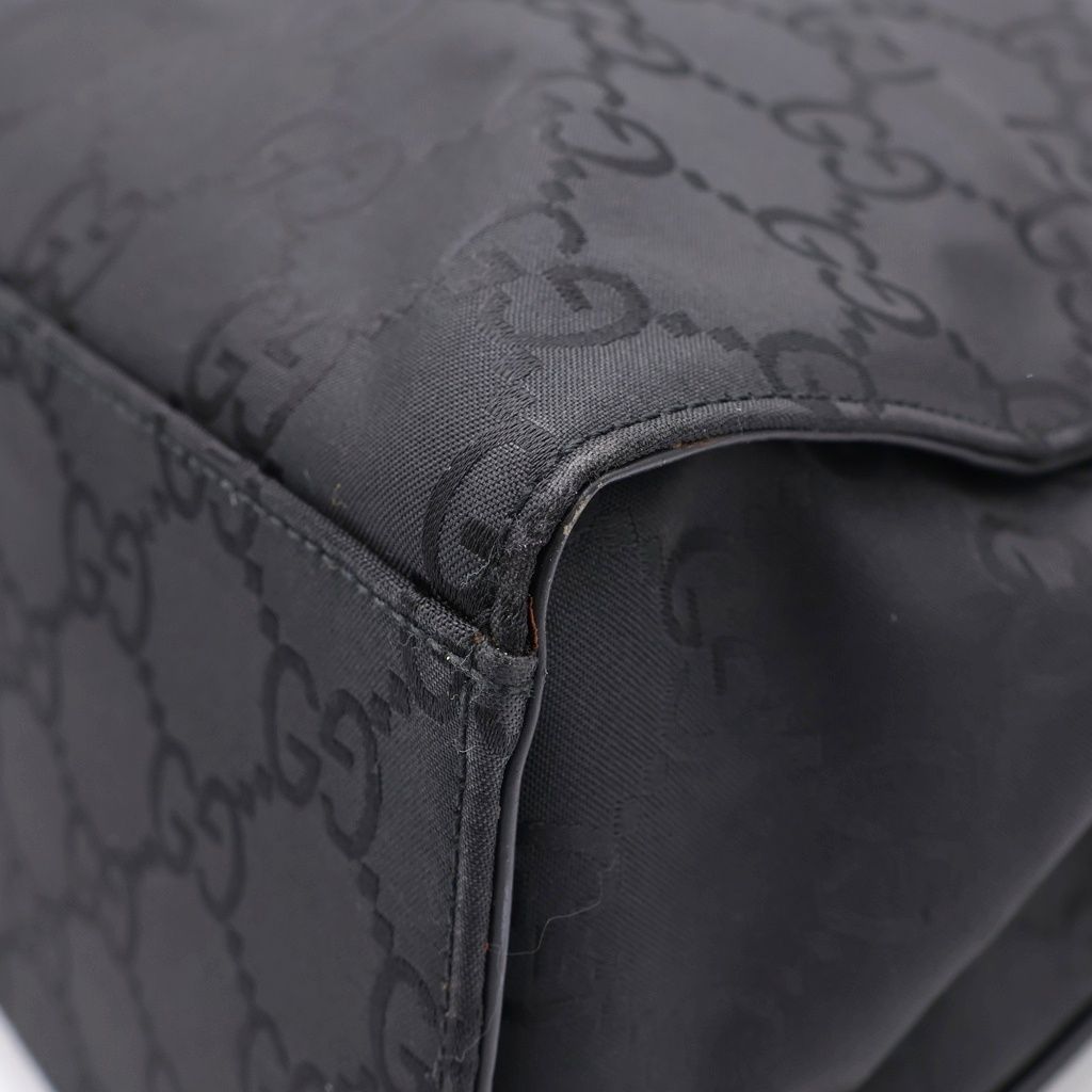 Gucci Tote Bag Back Bamboo GG Canvas Silver Nylon Black — view 5